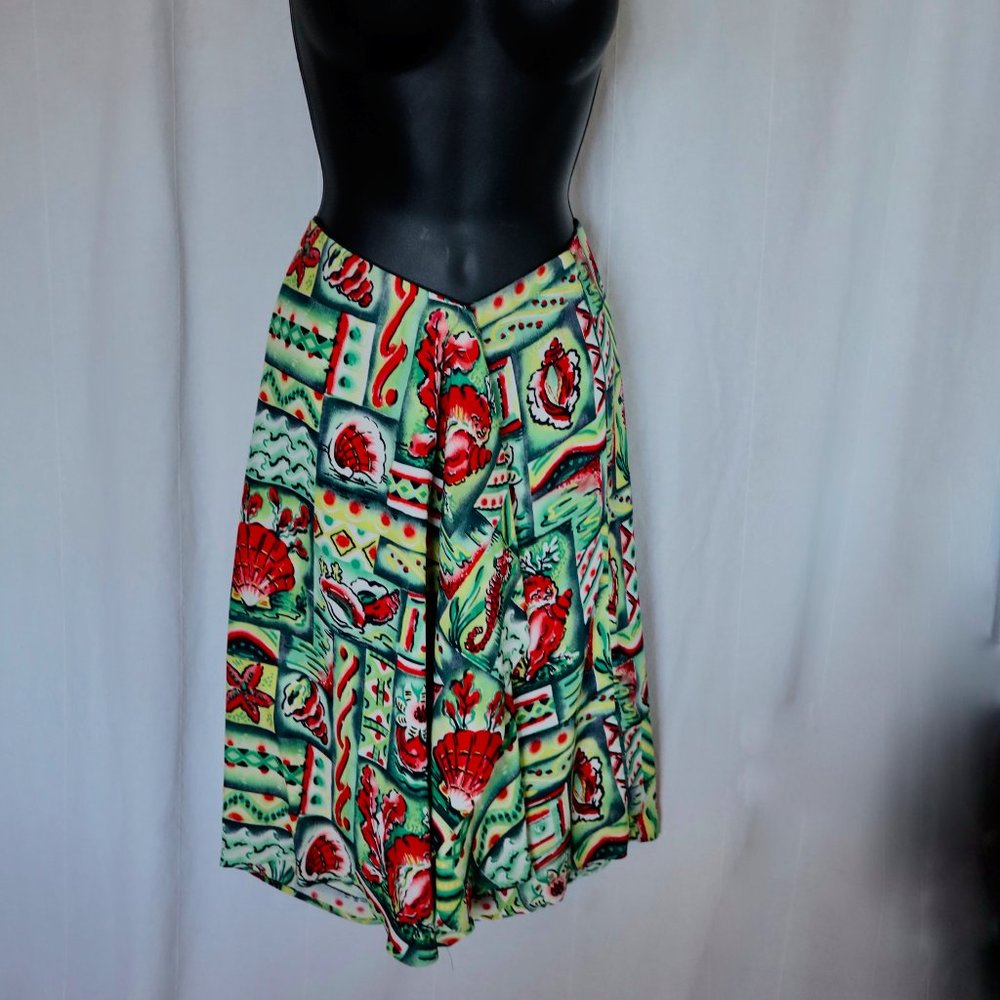 Unique Vintage Tropical Print Wrap Skirt